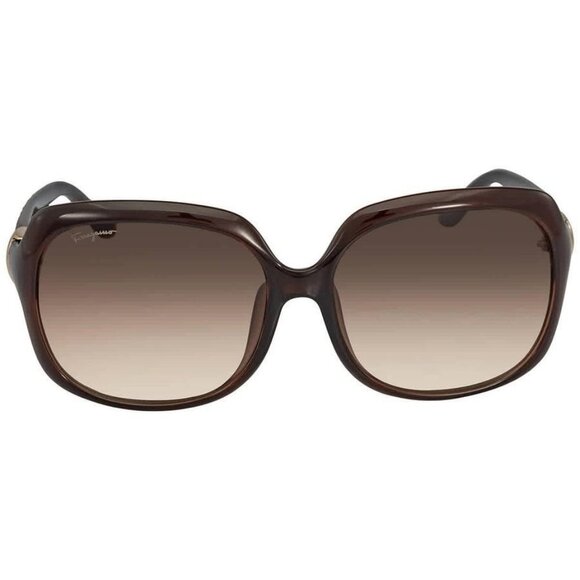 New Authentic Salvatore Ferragamo Brown Gradient Rectangular Ladies Sunglasses S - Picture 1 of 5